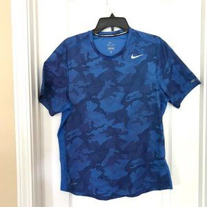 Nike Men's DriFit Running T-Shirt Blue Camo, M